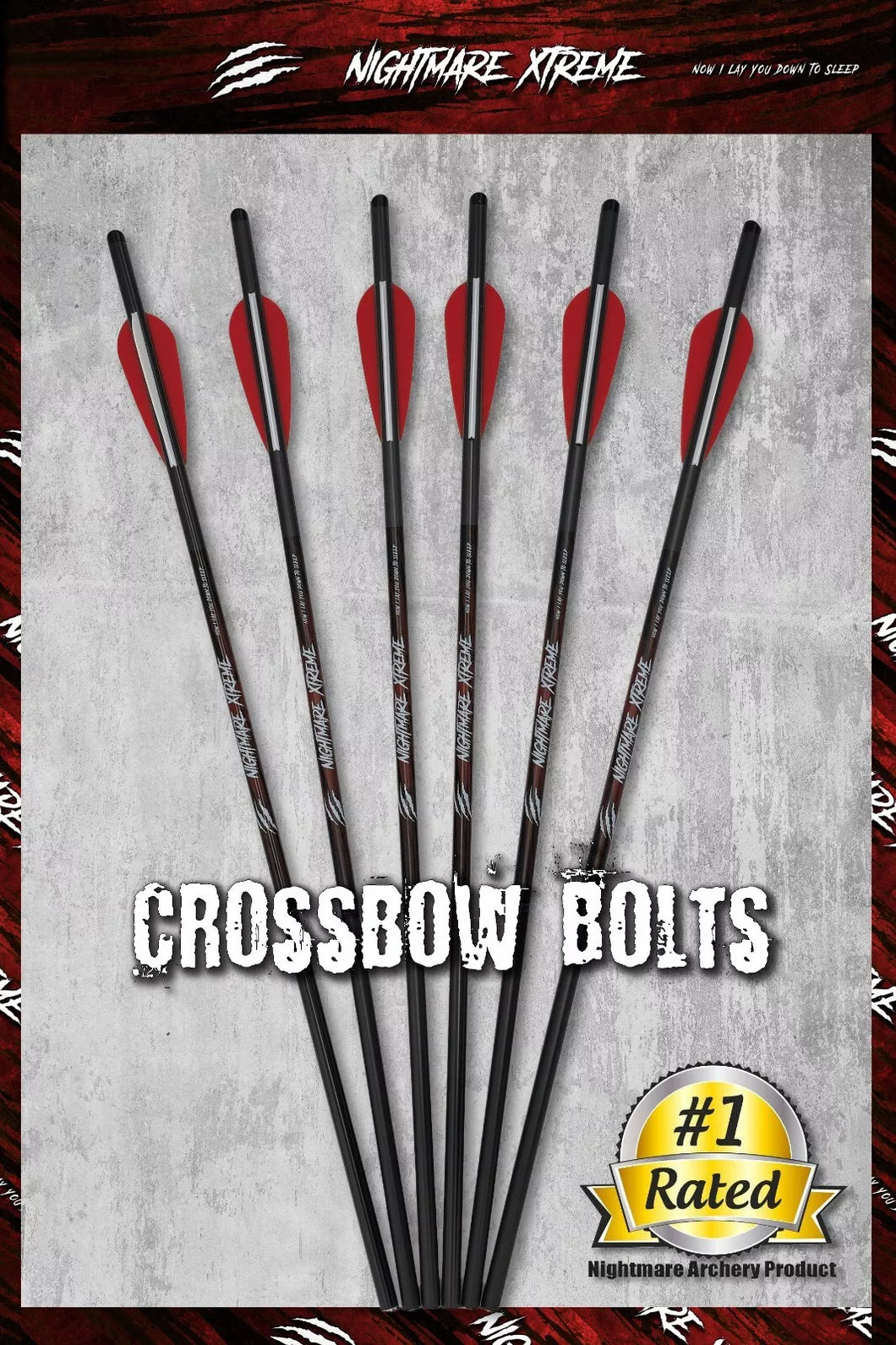 NIGHTMARE XTREME Crossbow Bolts Carbon Half Moon Nocks 12Pcs 20