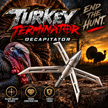 Turkey Terminator Broadheads - 3 PACK - Decap your turkey like a Guillotine