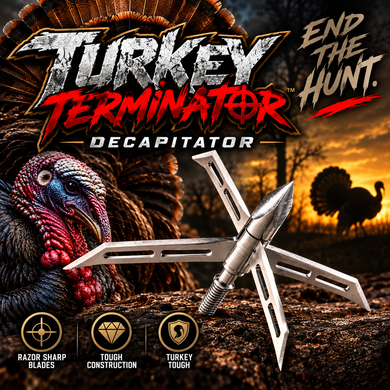 Turkey Terminator Broadheads - 3 PACK - Decap your turkey like a Guillotine