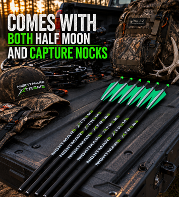 NIGHTMARE XTREME Crossbow Bolts Carbon Half Moon and Capture Nocks 20