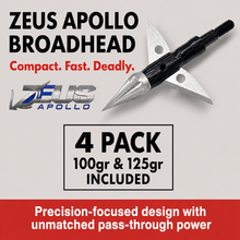 ZEUS APOLLO BROADHEADS (4 PACK)-COMES WITH BOTH 100/125 GR TIPS