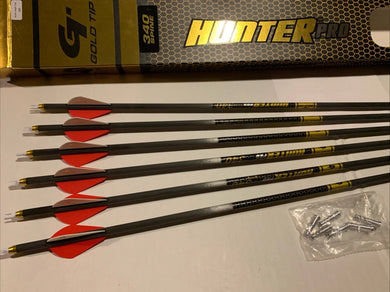 Gold Tip Hunter Pro Arrows, NEW 6 Pack, .001,  400/300 spine